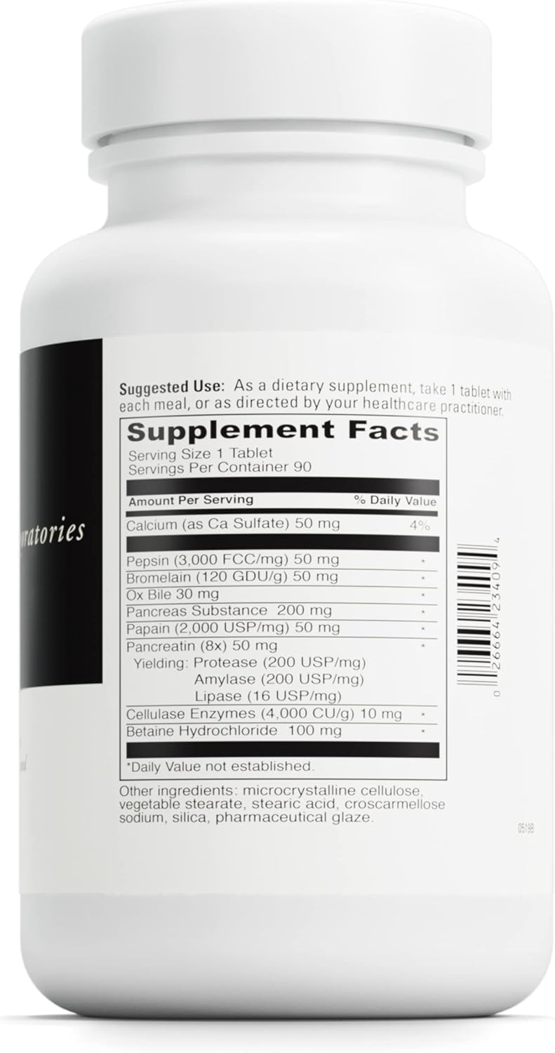 DAVINCI Labs All-Zyme - Digestive Tract Support Dietary Supplement - Enzyme Blend with Calcium, Pepsin, Bromelain, Papain, Pancreatin - Gluten-Free - 90 Tablets
