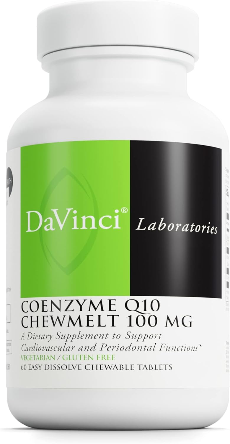 DAVINCI Labs CoQ10 Chewmelt 100mg with Vitamin E - Supports Liver, Brain, Heart Health - 60 Chewable Tablets
