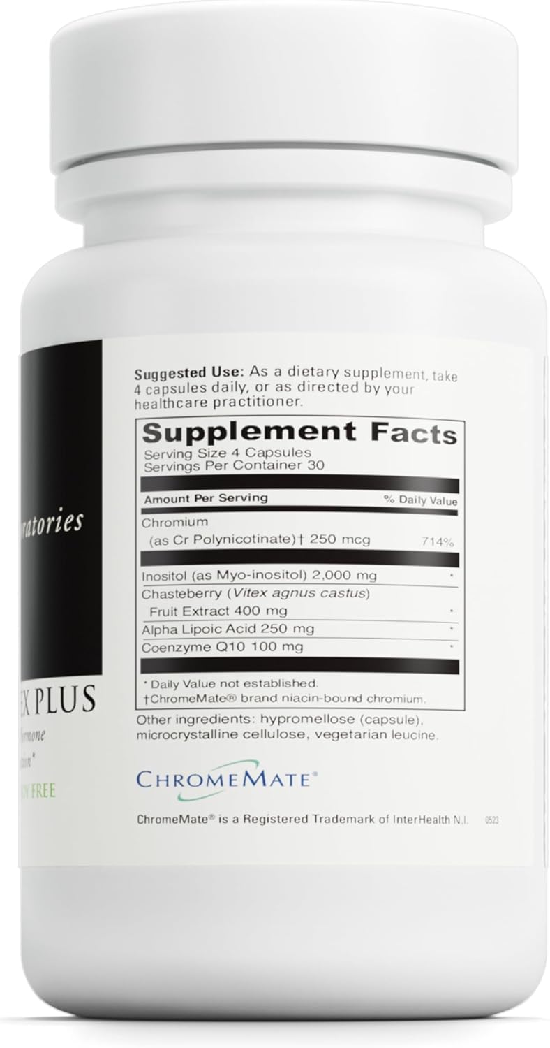 DaVinci Labs Inositol Vitex Plus Capsules - Hormone Balance & Ovarian Health - Vegetarian, Gluten-Free, Soy-Free - 120ct