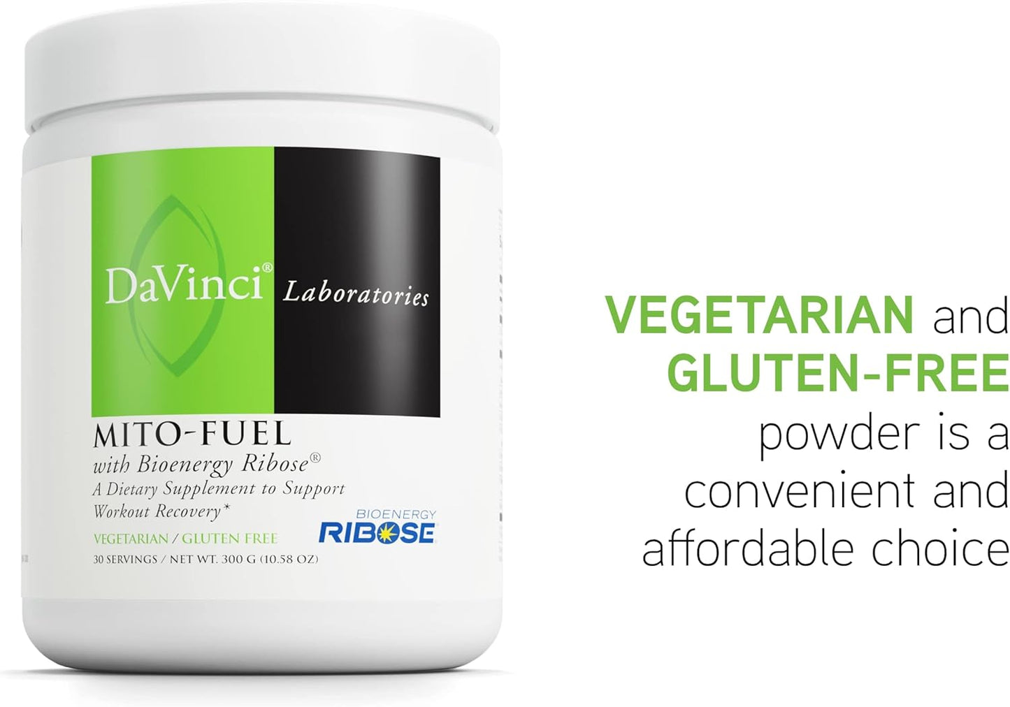 DAVINCI Labs Mito-Fuel Powder - Boosts Muscle Recovery & Energy with D-Ribose, CoQ10, L-Carnitine - 300g (30 Servings)