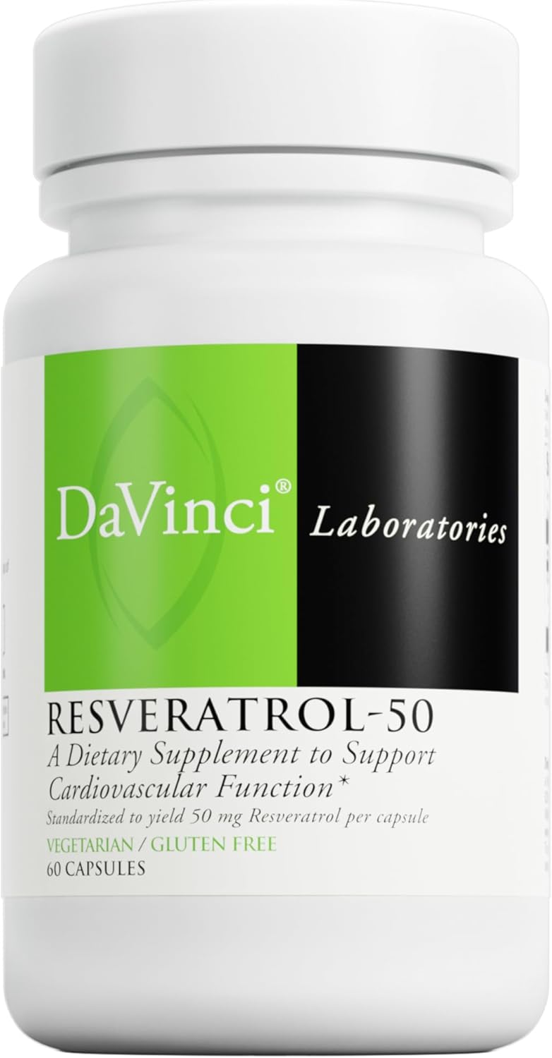 DAVINCI Labs Resveratrol-50 Capsules - Supports Immune, Bone, & Heart Health - Gluten-Free & Vegetarian - 60 Count