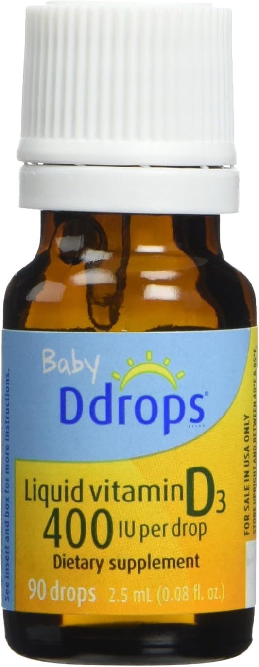 Ddrops 400 IU Vitamin D3 Drops, Pack of 2 - Liquid Vitamin Supplement for Immune Support