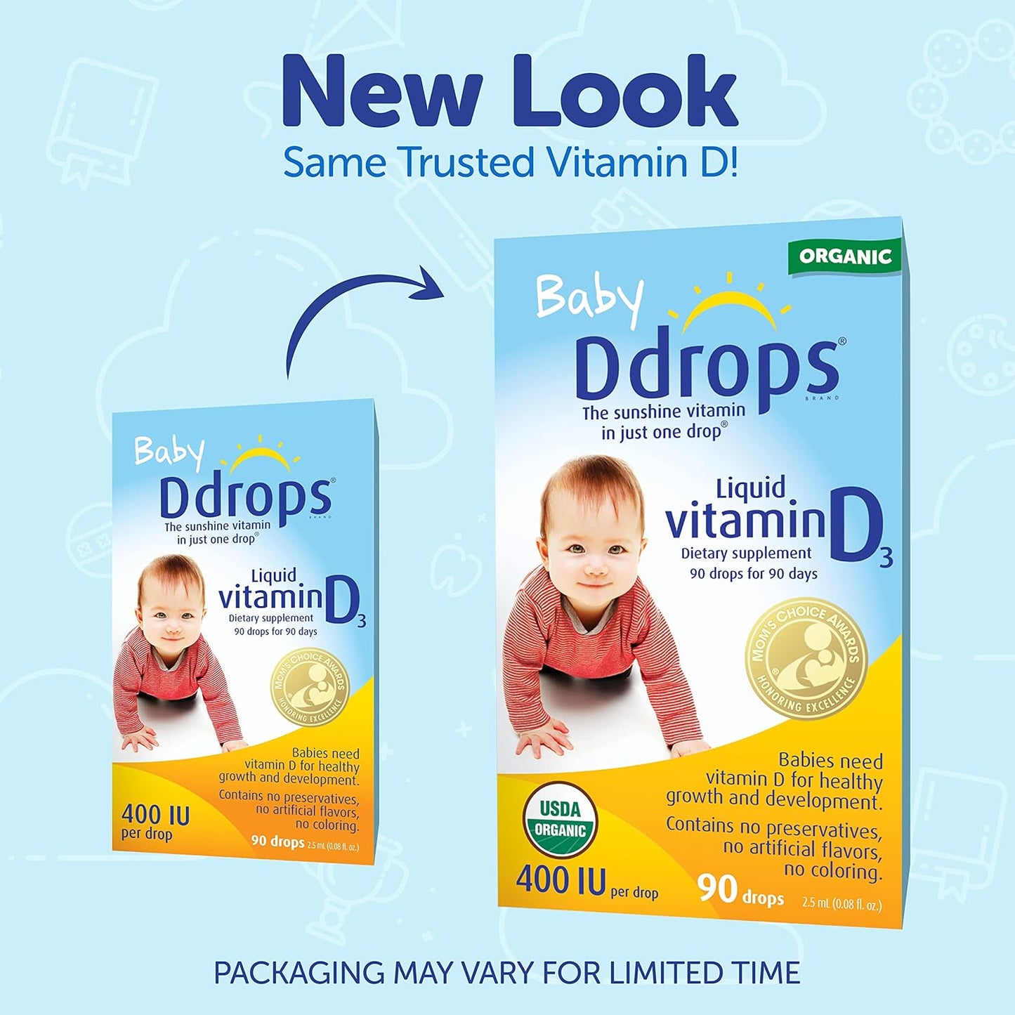 Ddrops Baby 400 IU, 90 Drops 2.5ml - Pack of 2 - Vitamin D Supplement for Infants