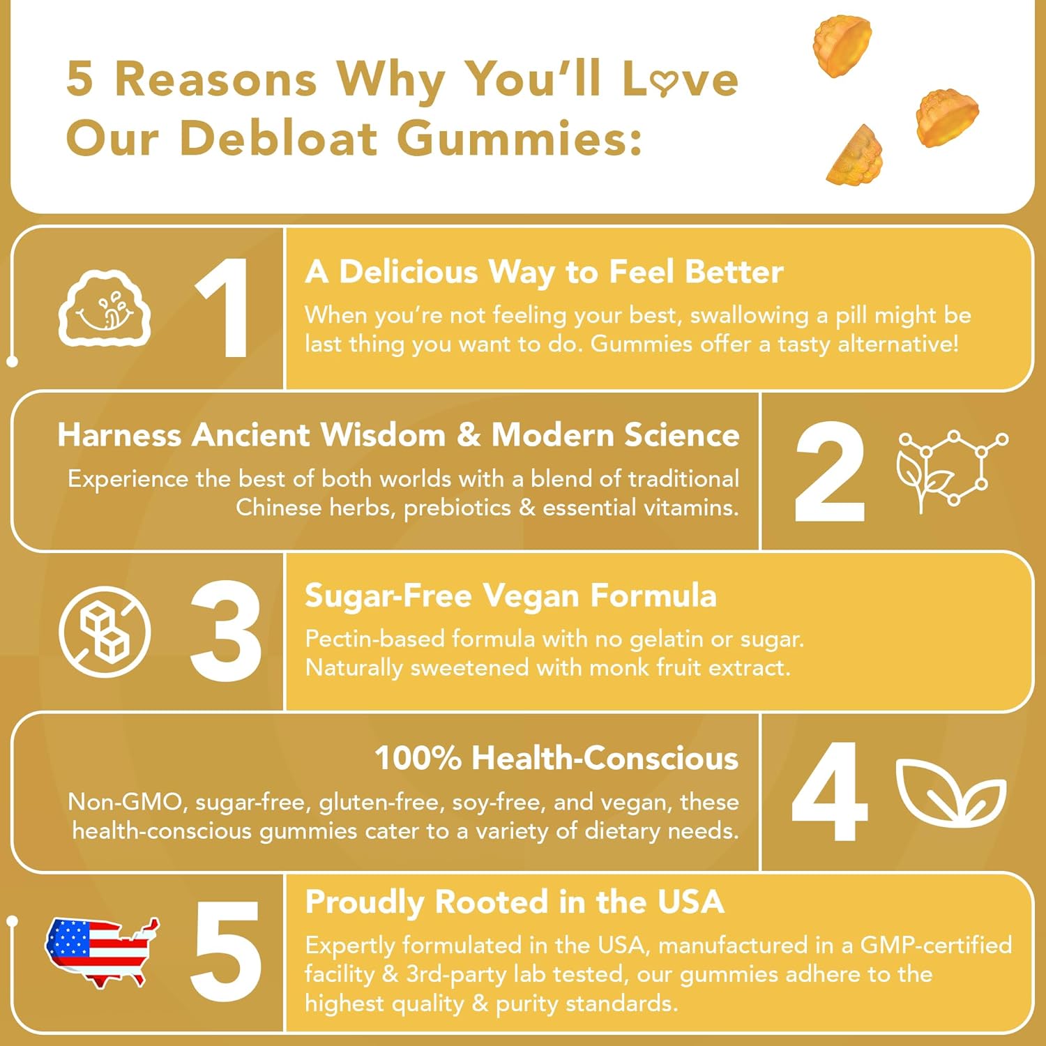 Debloat with GOJOY NATURALS Lemon Gummies - Herbal Supplement for Gut Health, Digestive Support - Non-GMO, Vegan, Gluten-Free (30 Servings)