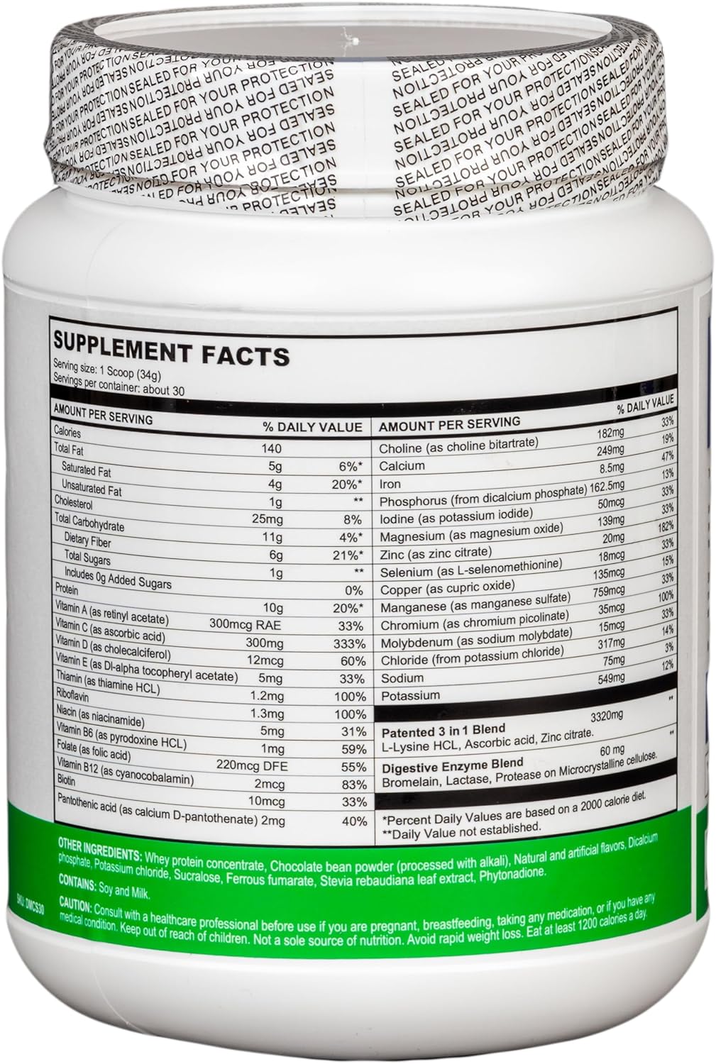 Del Mar Health Enable Rich Chocolate Weight Loss Shake - Nutritious Meal Replacement, 2lb 11oz