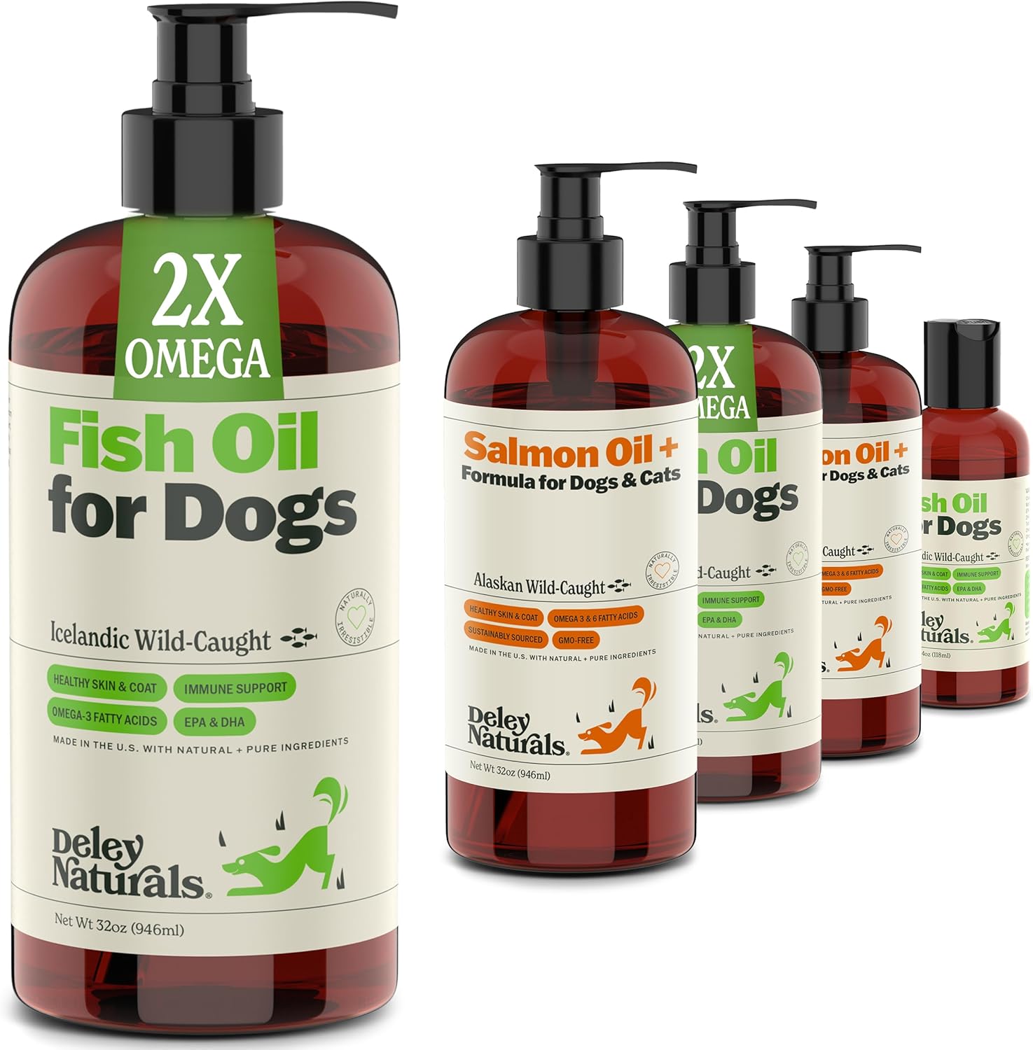 Deley Naturals Dog Fish Oil Icelandic - Omega 3 6 9 for Dogs Skin & Coat Care - Dog Itching Relief & Heart Health Support - Skin and Coat Supplements for Dogs 32Oz