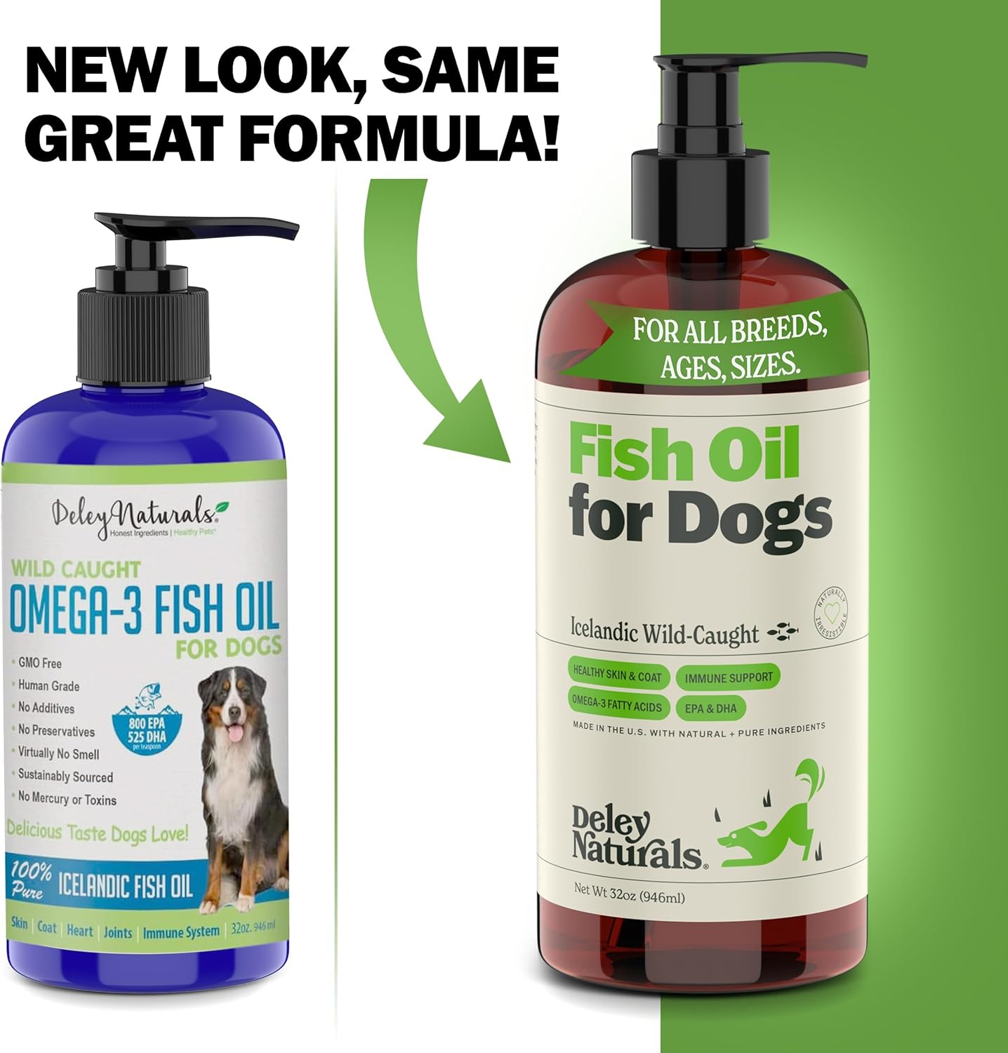 Deley Naturals Dog Fish Oil Icelandic - Omega 3 6 9 for Dogs Skin & Coat Care - Dog Itching Relief & Heart Health Support - Skin and Coat Supplements for Dogs 32Oz