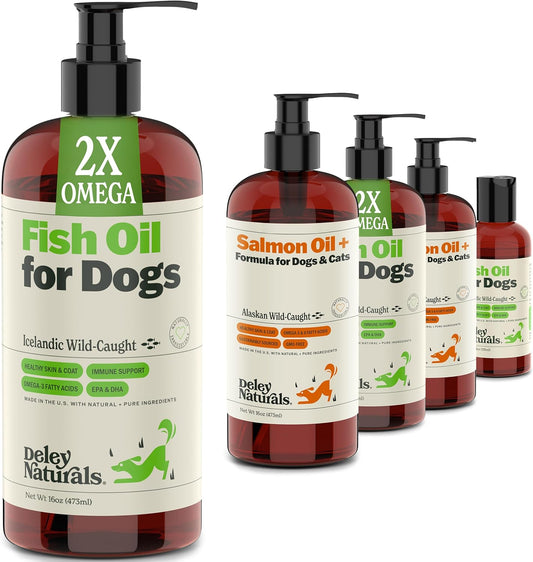 Deley Naturals Icelandic Fish Oil for Dogs - Omega 3 6 9 Skin, Coat & Heart Health - 16oz Skin Irritation Relief Supplement