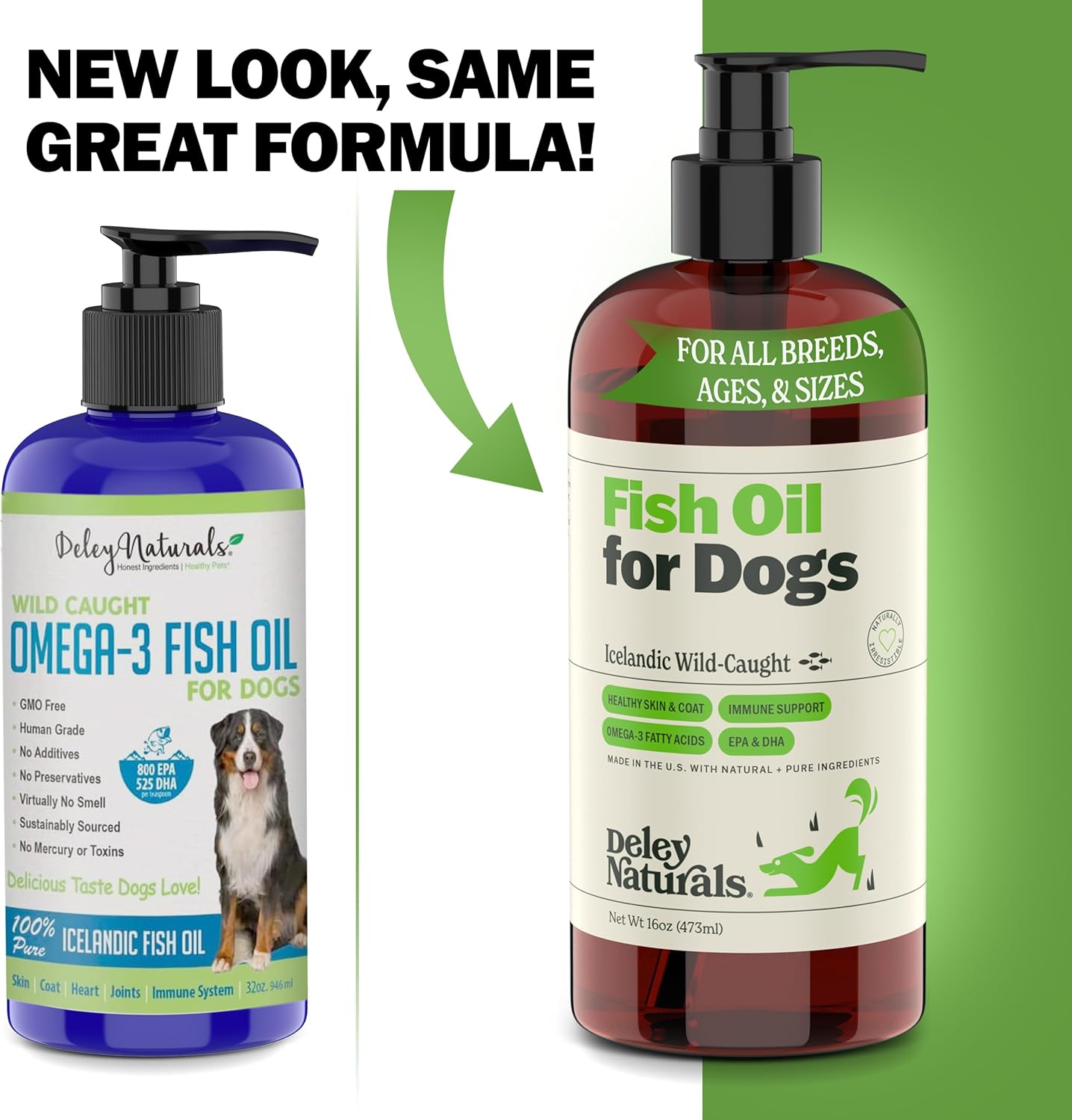 Deley Naturals Icelandic Fish Oil for Dogs - Omega 3 6 9 Skin, Coat & Heart Health - 16oz Skin Irritation Relief Supplement