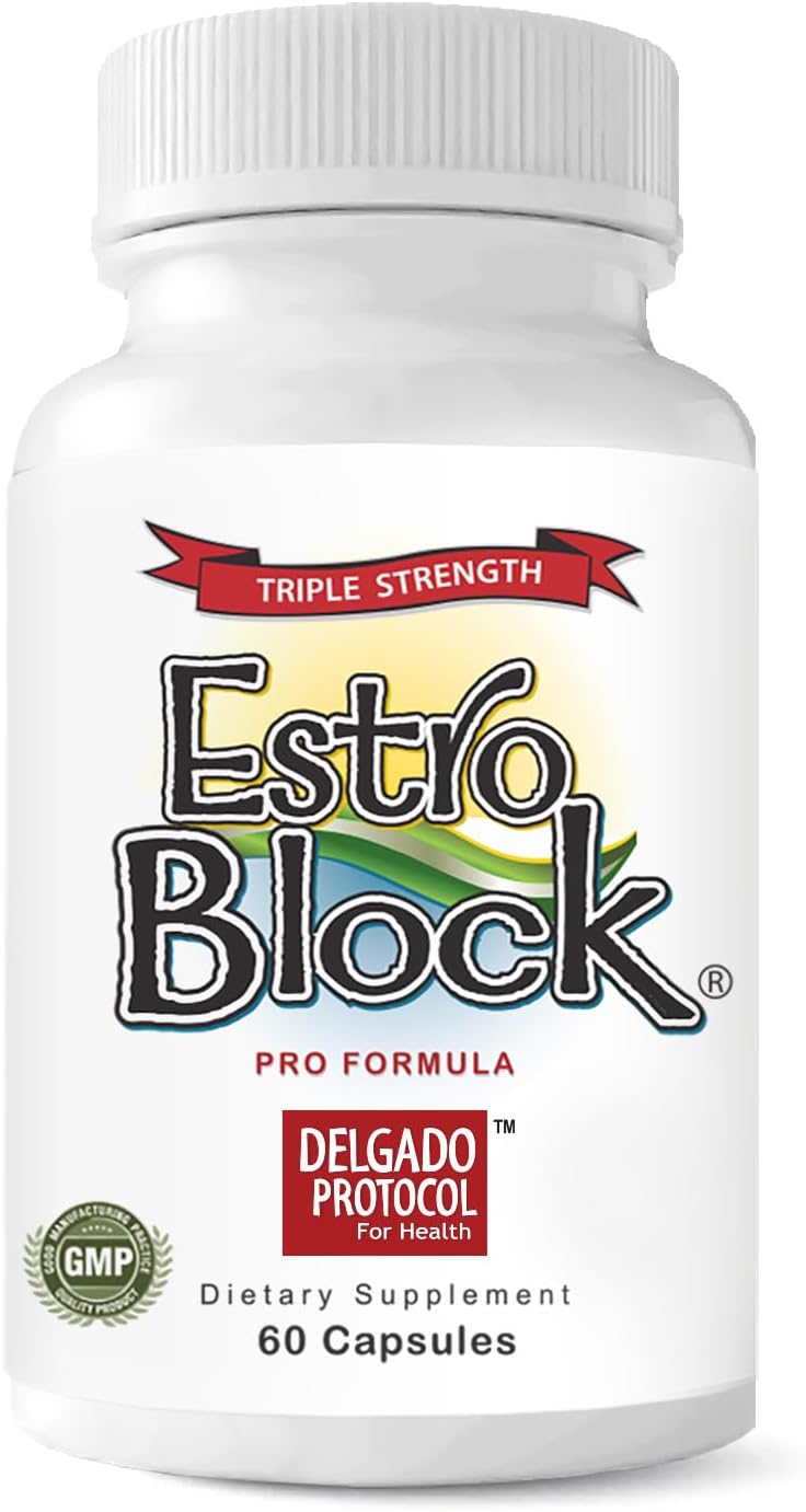 Delgado Protocol Estroblock PRO Triple Strength - 60 Capsules, DIM & Indole 3-Carbinol for Hormonal Balance, Acne - Anti Estrogen Aromatase Inhibitor. Soy Free, Dairy Free, Non-GMO.