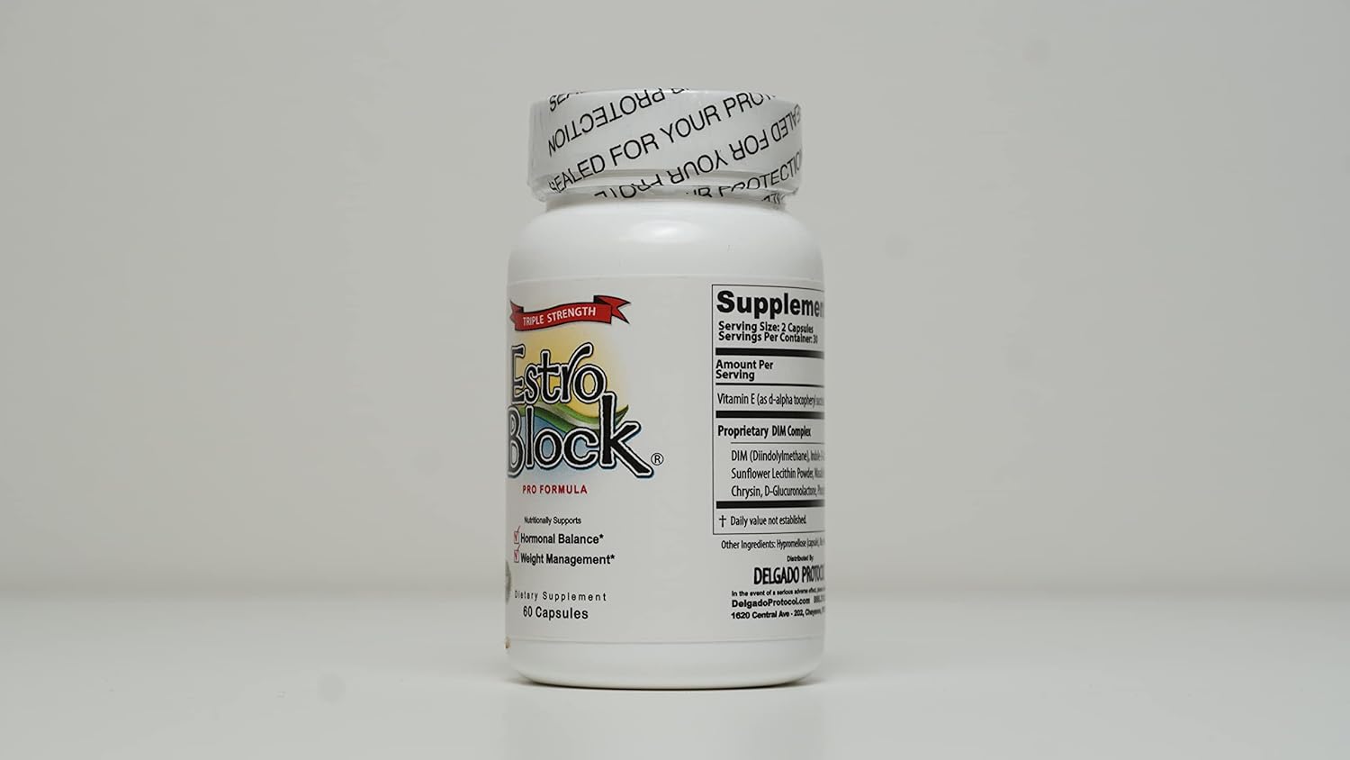 Delgado Protocol Estroblock PRO Triple Strength - 60 Capsules, DIM & Indole 3-Carbinol for Hormonal Balance, Acne - Anti Estrogen Aromatase Inhibitor. Soy Free, Dairy Free, Non-GMO.