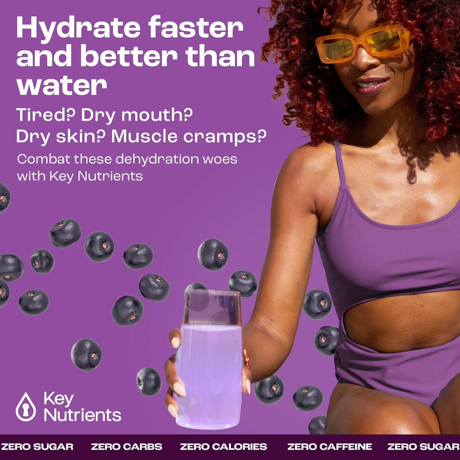 Delicious Acai Berry Multivitamin Electrolyte Powder Packets - Hydration on the Go - 20 Packets - Sugar-Free, Gluten-Free, Made in USA