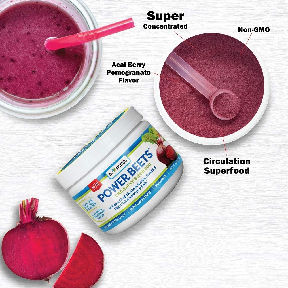 Delicious Acai Berry Pomegranate Flavor Beet Juice Powder for Circulation Support - Non-GMO Dietary Supplement - 30 Servings, 5.8 Ounce