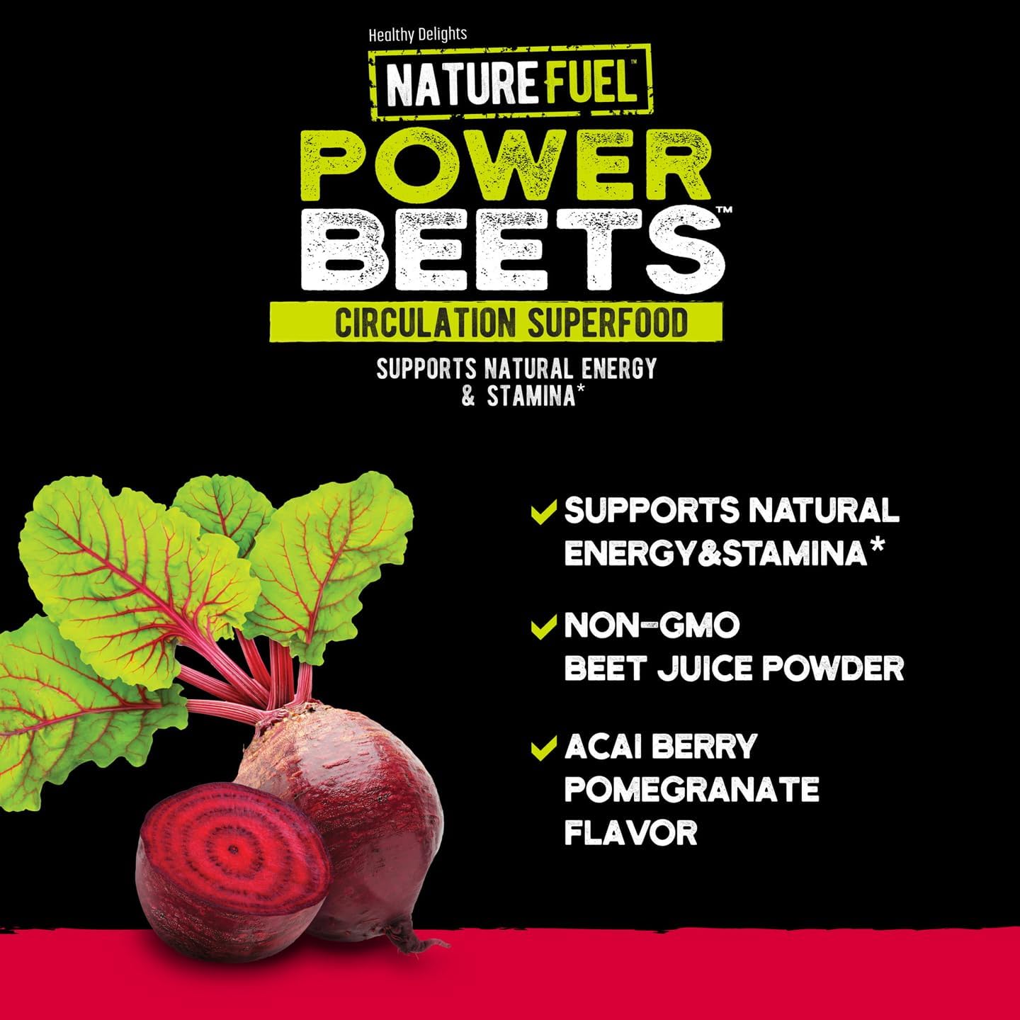 Delicious Acai Berry Pomegranate Super Greens Powder for Boosting Energy - Healthy Delights Nature Fuel Power Beets & Amazing Grass Greens Blend