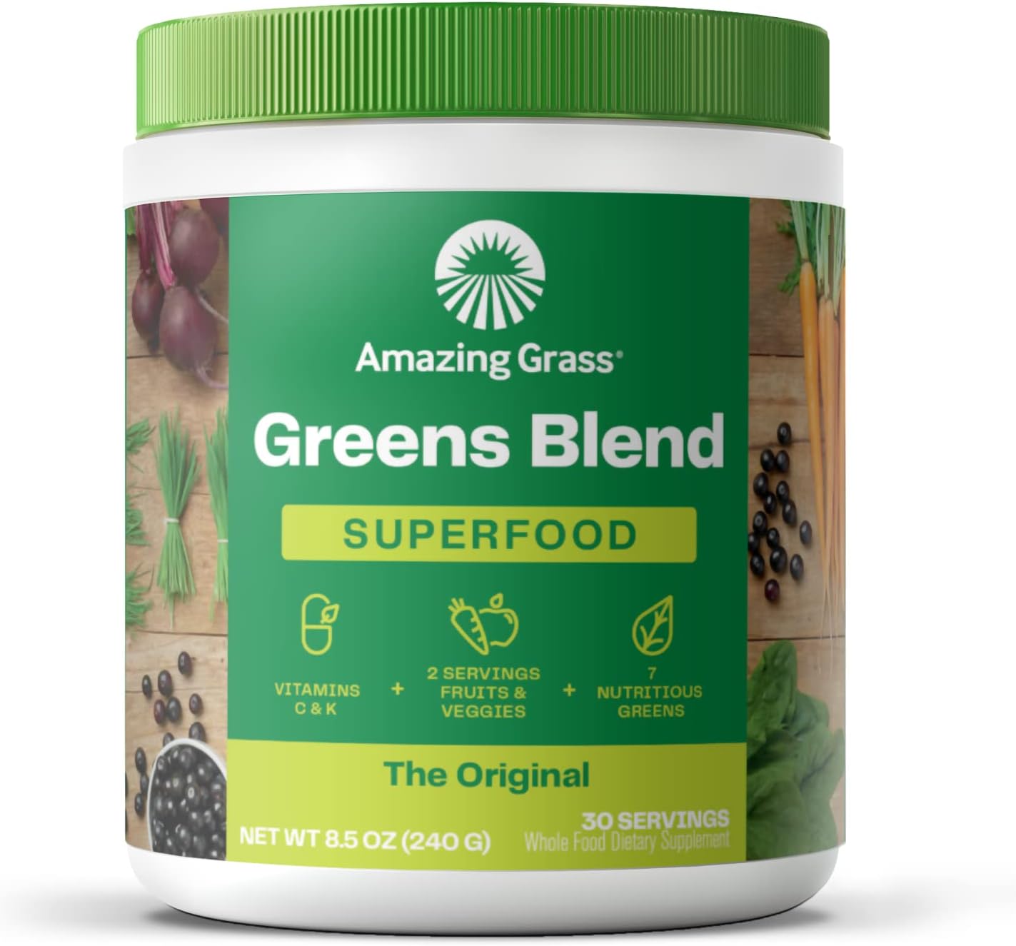 Delicious Acai Berry Pomegranate Super Greens Powder for Boosting Energy - Healthy Delights Nature Fuel Power Beets & Amazing Grass Greens Blend