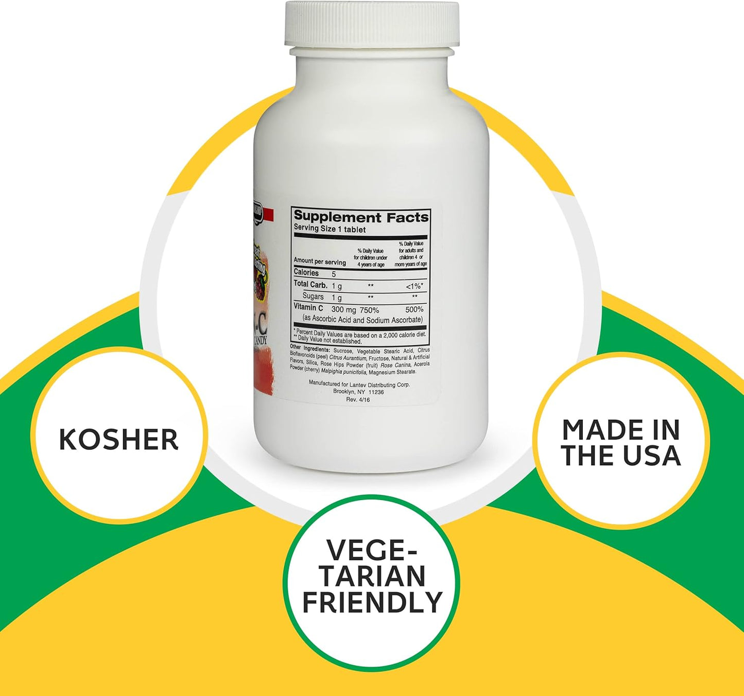 Delicious Berry Flavored Landau Chewable Vitamin C Candy - 300 Mg, 500 Count