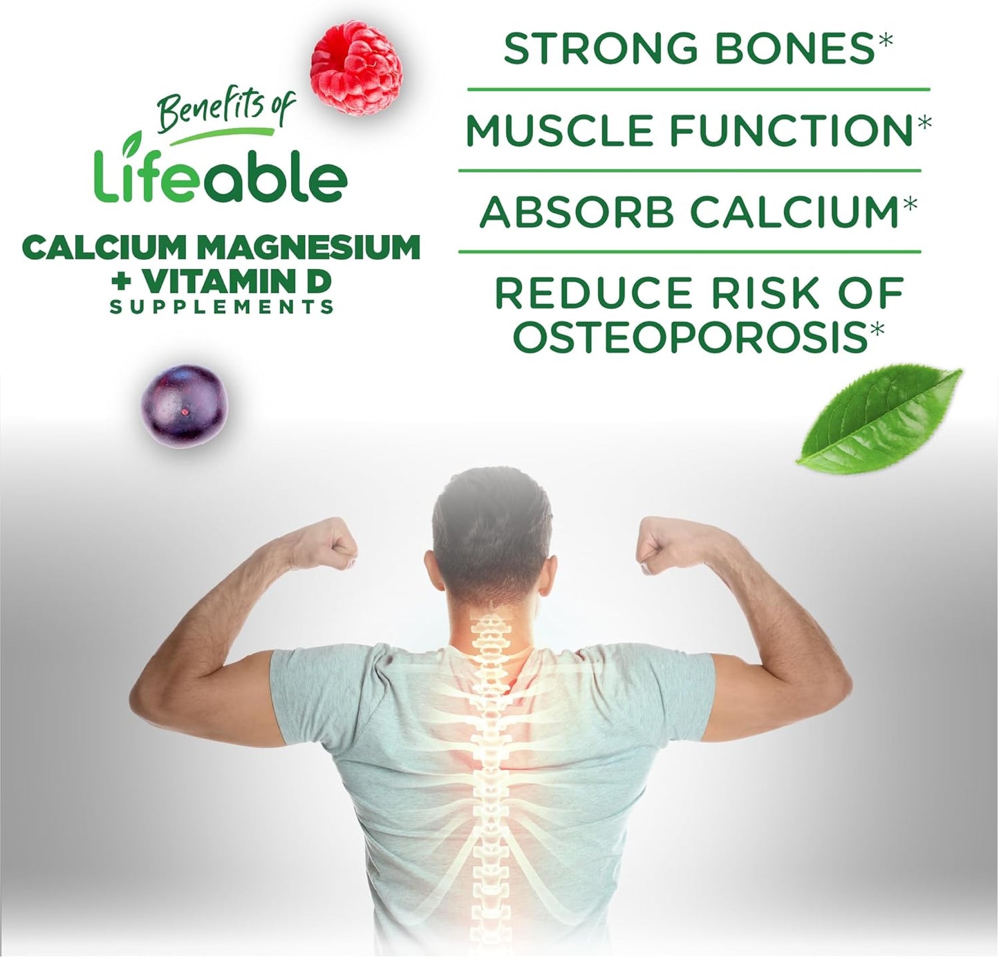 Delicious Calcium Magnesium Vitamin D Gummies for Strong Bones | 90 Gummies for Adults | Bone Health Supplement