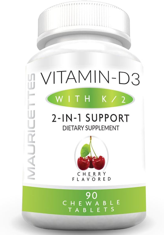 Delicious Chewable D3 K2 Vitamin for Adults and Kids - Boosts Vitamin D and K2 Levels - Easy to Take and Great Taste