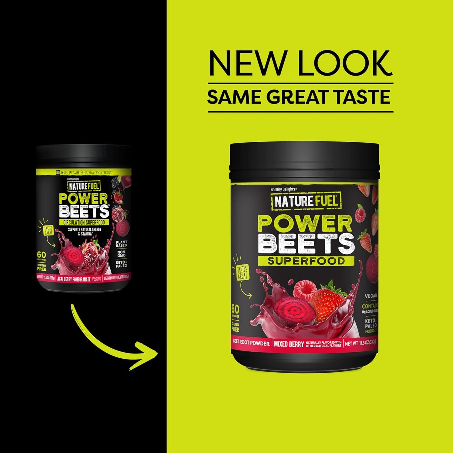Delicious Mixed Berry Power Beets Powder - Natural Energy & Stamina Supplement, Supports Circulation - Non-GMO Superfood (60 Servings)