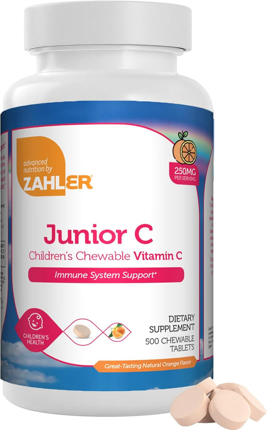 Delicious Orange Flavored Chewable Vitamin C for Kids - 500 Count - Immune Support and Antioxidant Boost - Kosher Formula for Children's Immunity