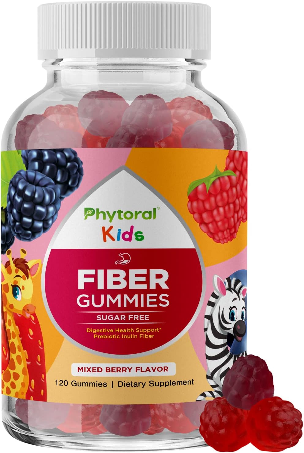 Delicious Sugar-Free Fiber Gummies for Kids - Non-GMO Vegan Supplement for Digestive & Immune Support
