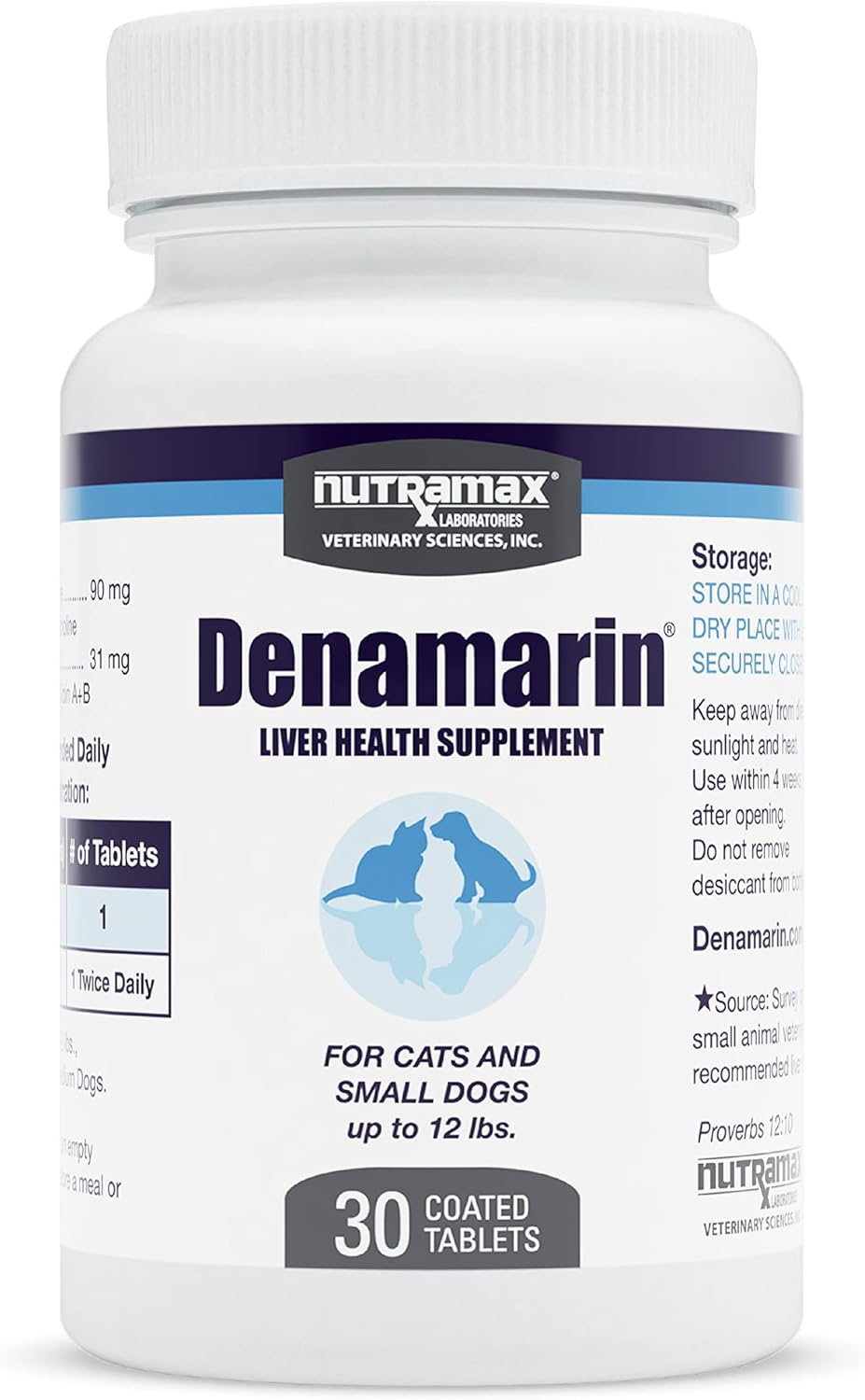 Denamarin Liver Health Supplement for Small Dogs and Cats - Supports Liver Function with SAMe and Silybin, 30 Tablets