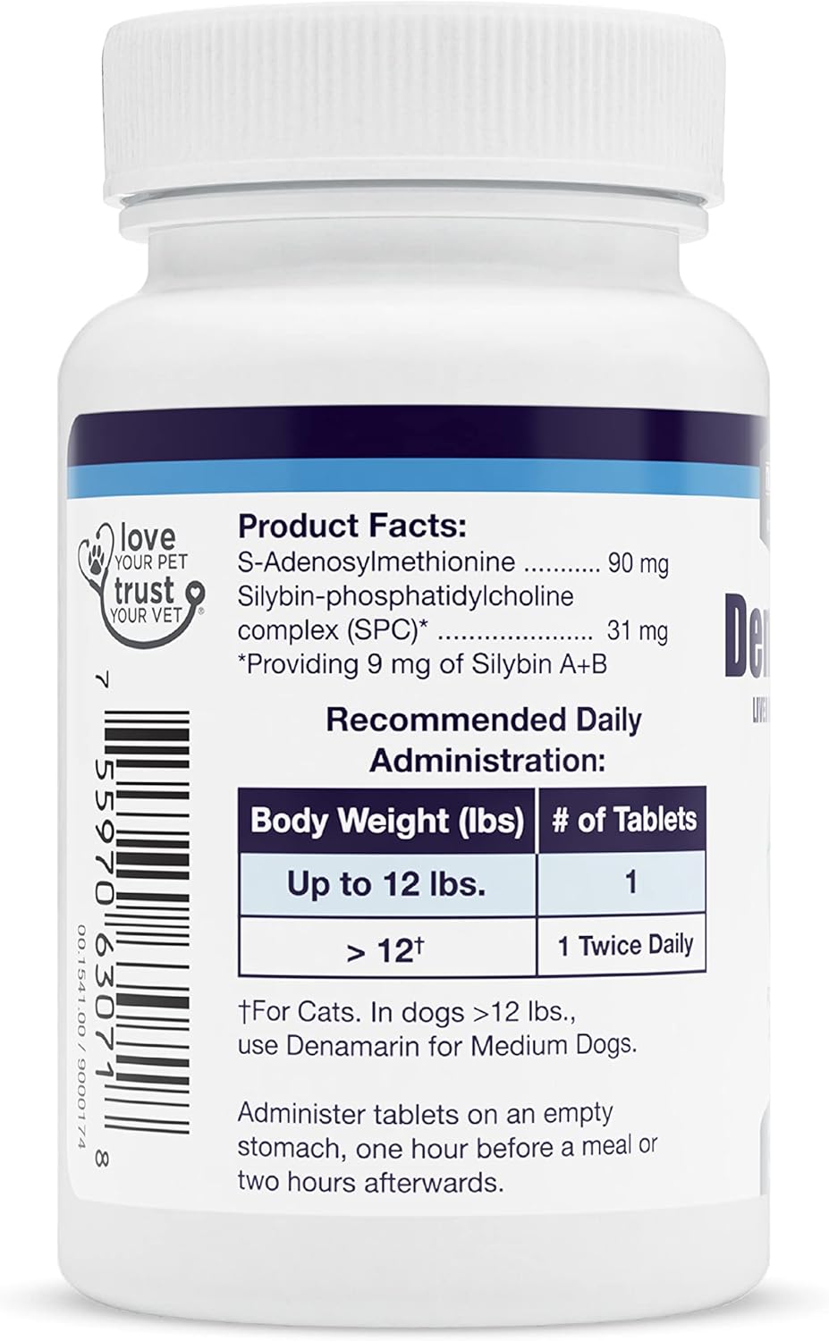Denamarin Liver Health Supplement for Small Dogs and Cats - Supports Liver Function with SAMe and Silybin, 30 Tablets