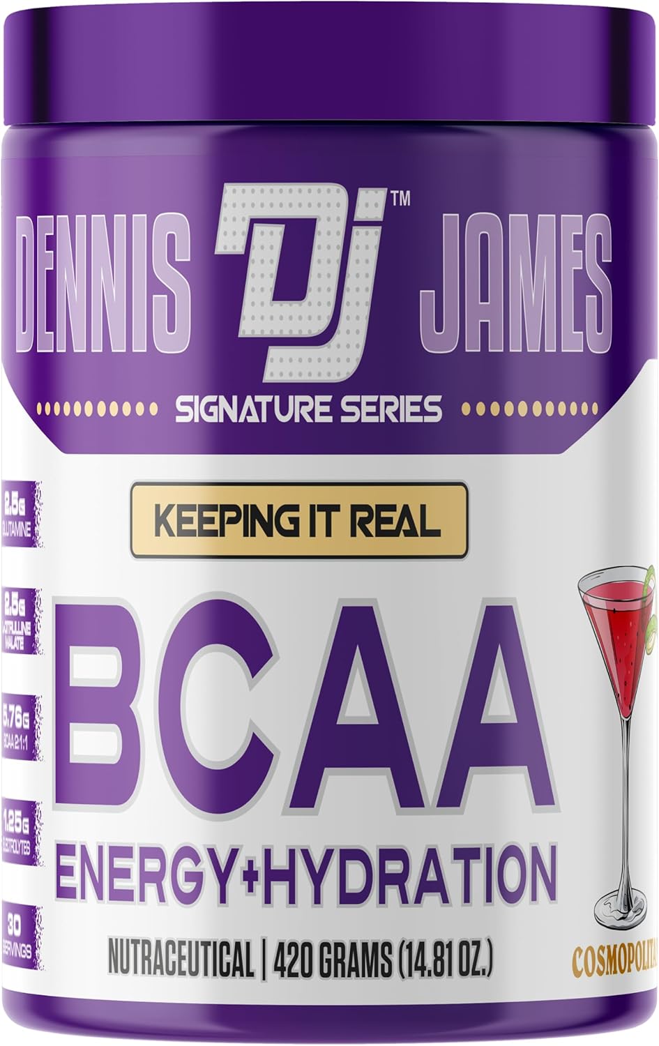 DENNIS JAMES Signature Series BCAA Energy Hydration Formula Cosmopolitan Flavor 420g 30 Servings