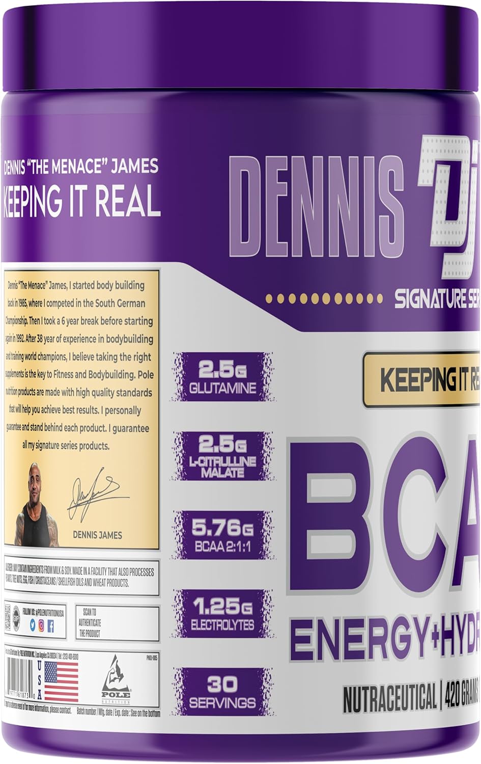 DENNIS JAMES Signature Series BCAA Energy Hydration Formula Cosmopolitan Flavor 420g 30 Servings