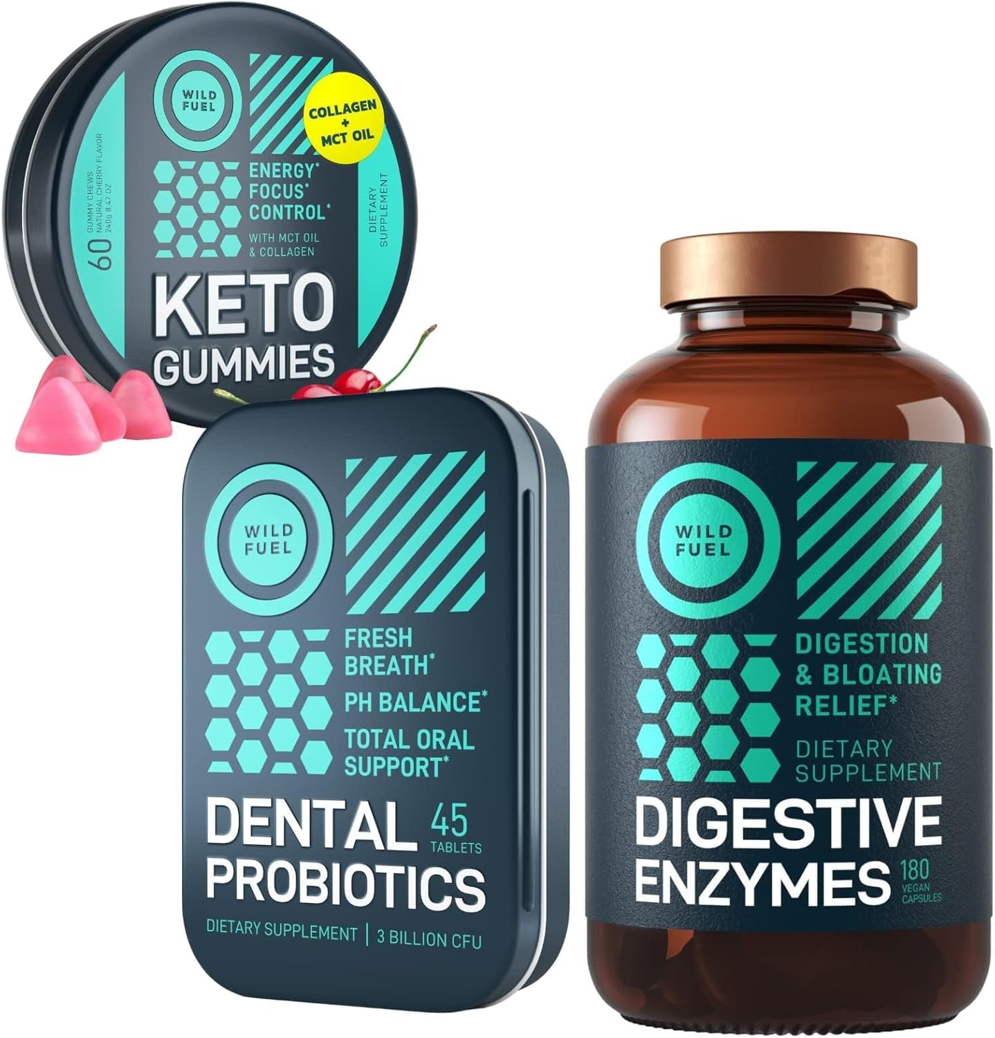 Dental Probiotics Keto Gummies Bundle with MCT Oil & Digestive Enzymes