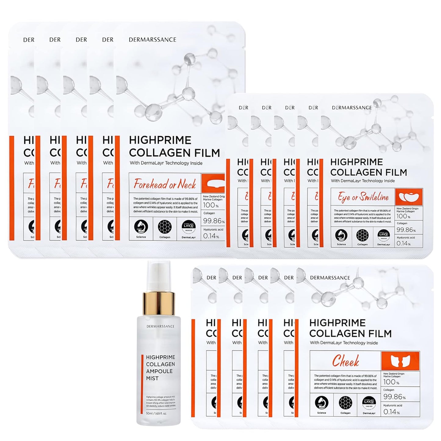 DERMARSSANCE Highprime Collagen Film & Mist Kit - Complete Set for 5 Sessions