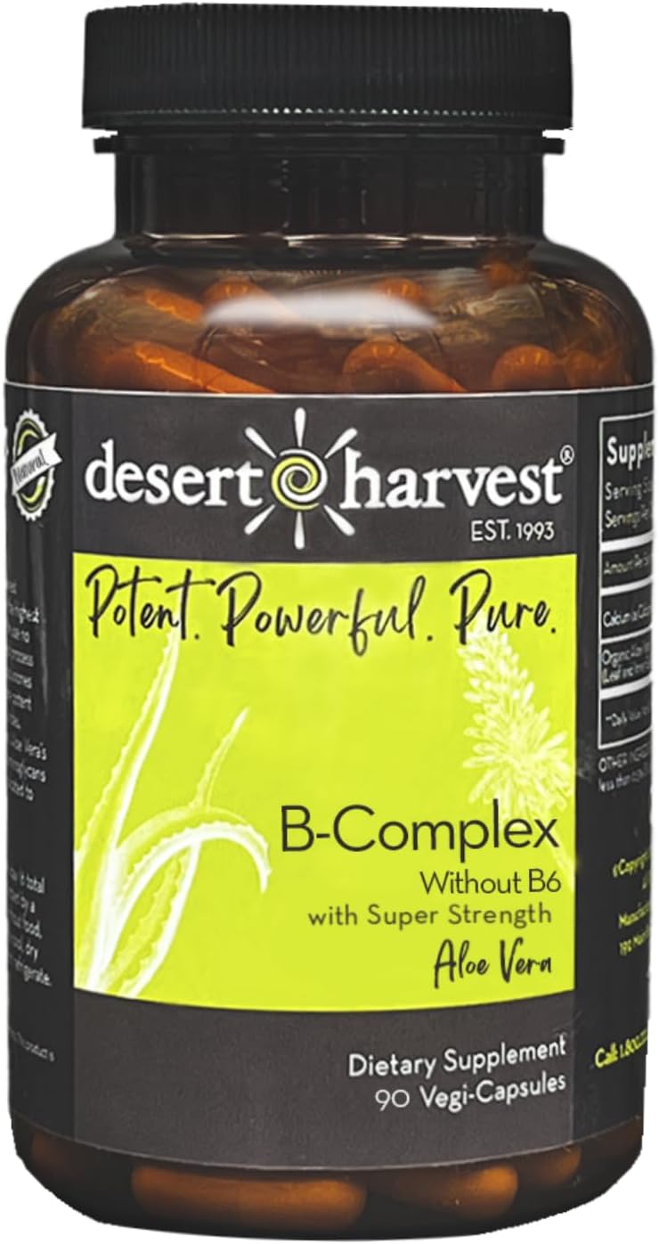 Desert Harvest B-Complex Vitamin Supplement - 90 Capsules, No B6 Added