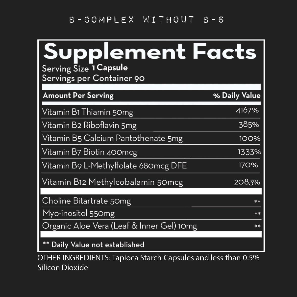 Desert Harvest B-Complex Vitamin Supplement - 90 Capsules, No B6 Added