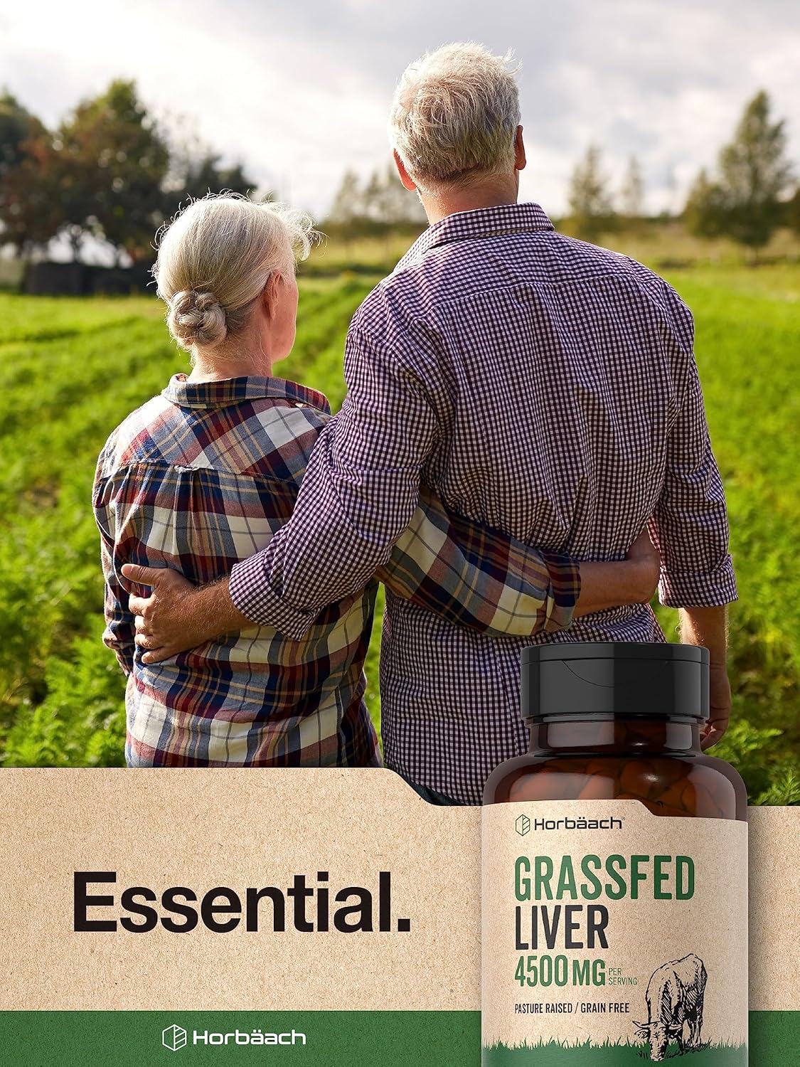 Desiccated Grass Fed Beef Liver Capsules - 4500mg, 90 Count - Pasture Raised, Grain Free, Non-GMO Supplement