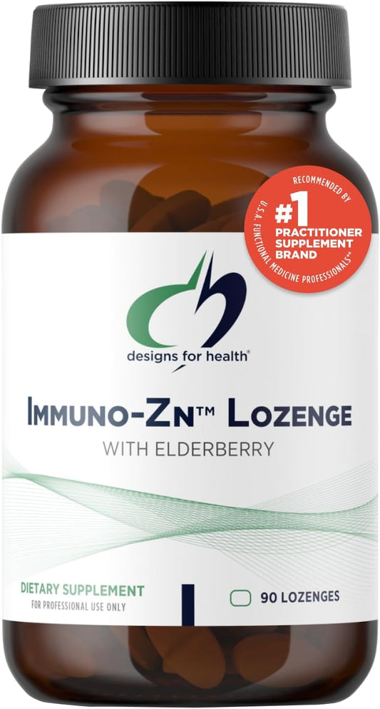 Designs for Health Immuno-Zn Lozenges - 25mg Zinc + Elderberry Immune Support Supplement - Non-GMO Berry Flavor (90 Tablets)