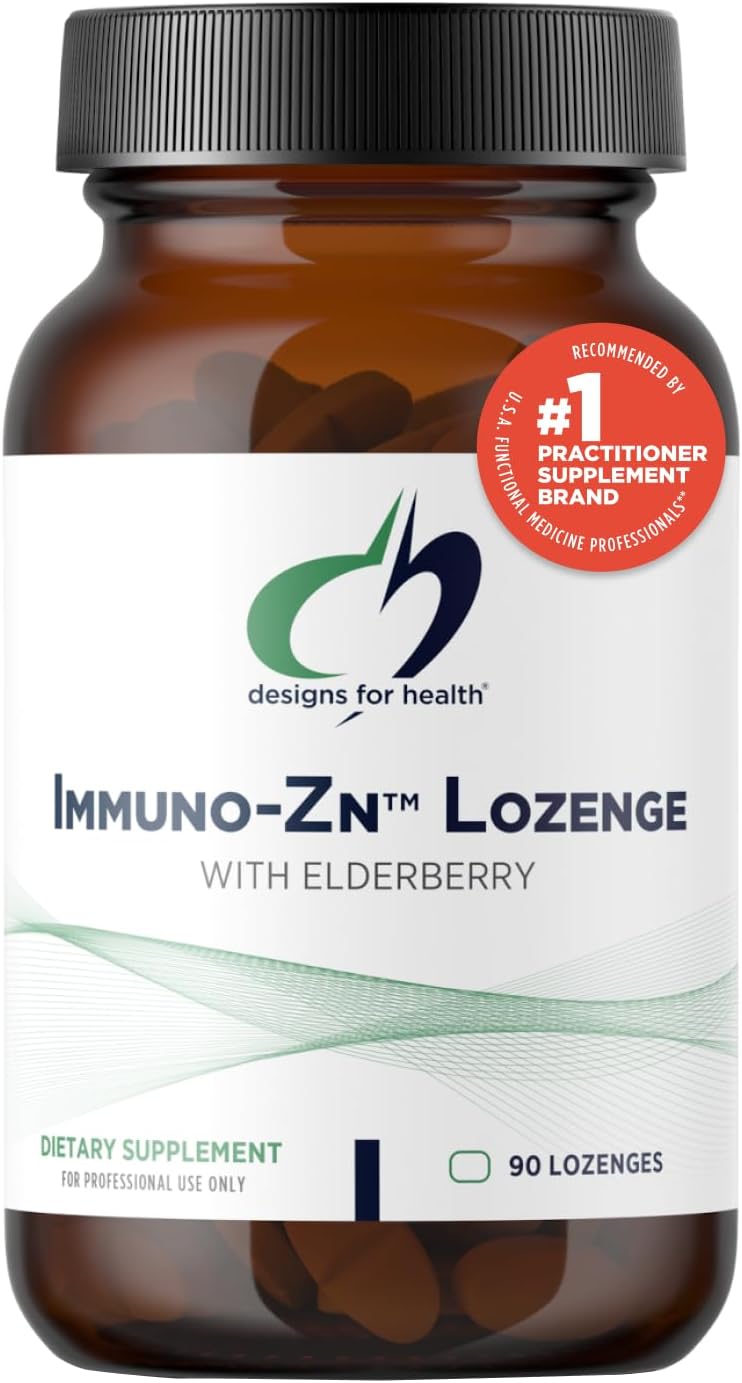 Designs for Health Immuno-Zn Lozenges - 25mg Zinc + Elderberry Immune Support Supplement - Non-GMO Berry Flavor (90 Tablets)