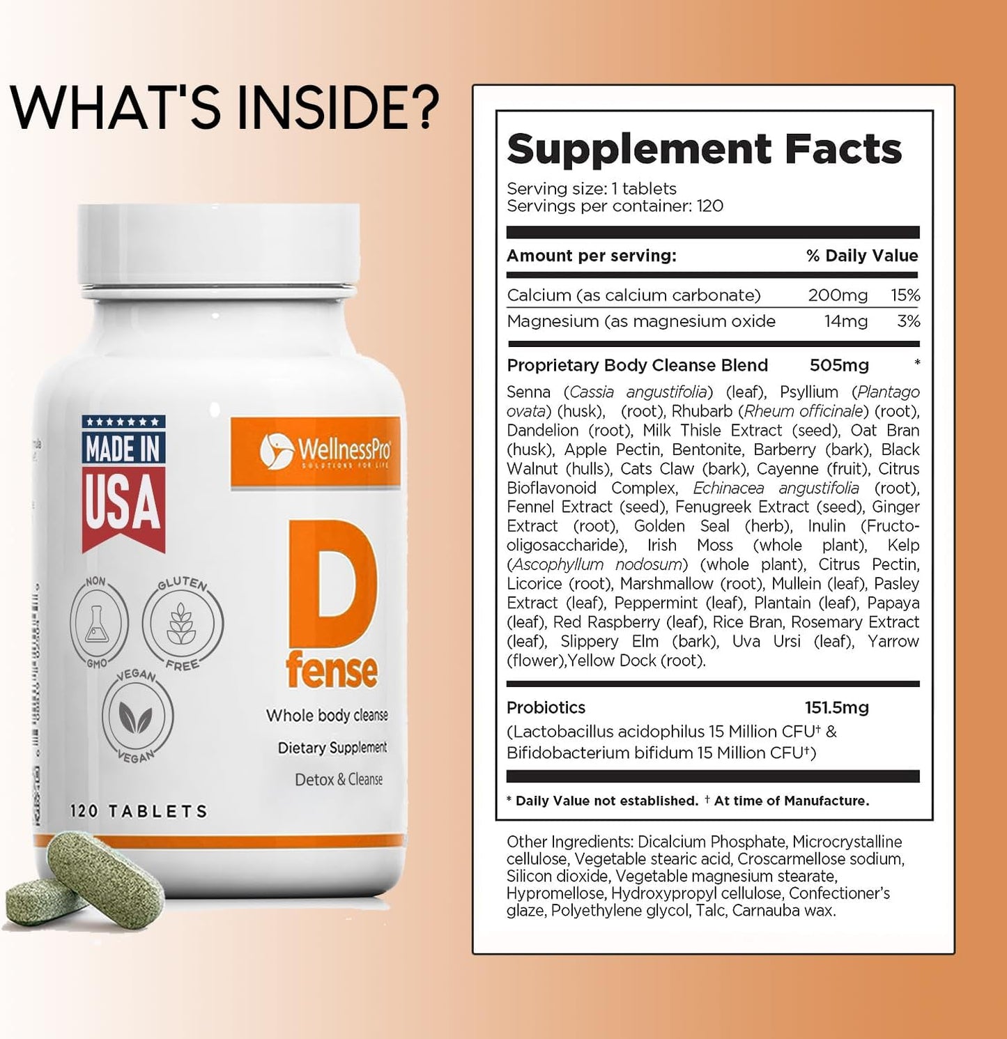 Detox Cleanse Supplement with Milk Thistle, Goldenseal, Senna, Probiotics, Multivitamins - 120 Tablets