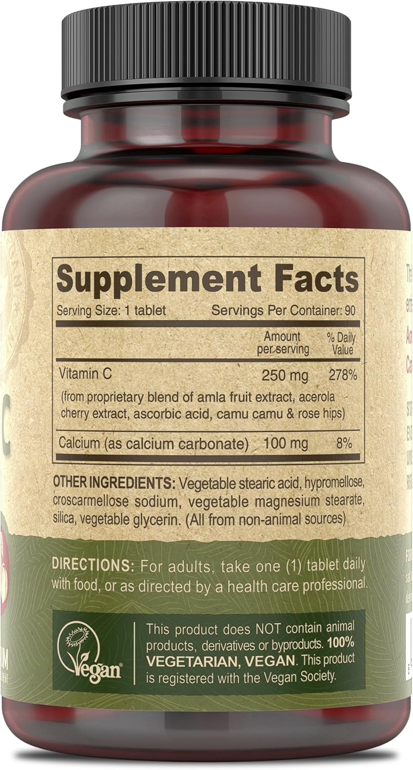 DEVA Vegan Vitamins: Premium Food-Based Vitamin C Tablets - Non-GMO Multisource Formula - 90 Count