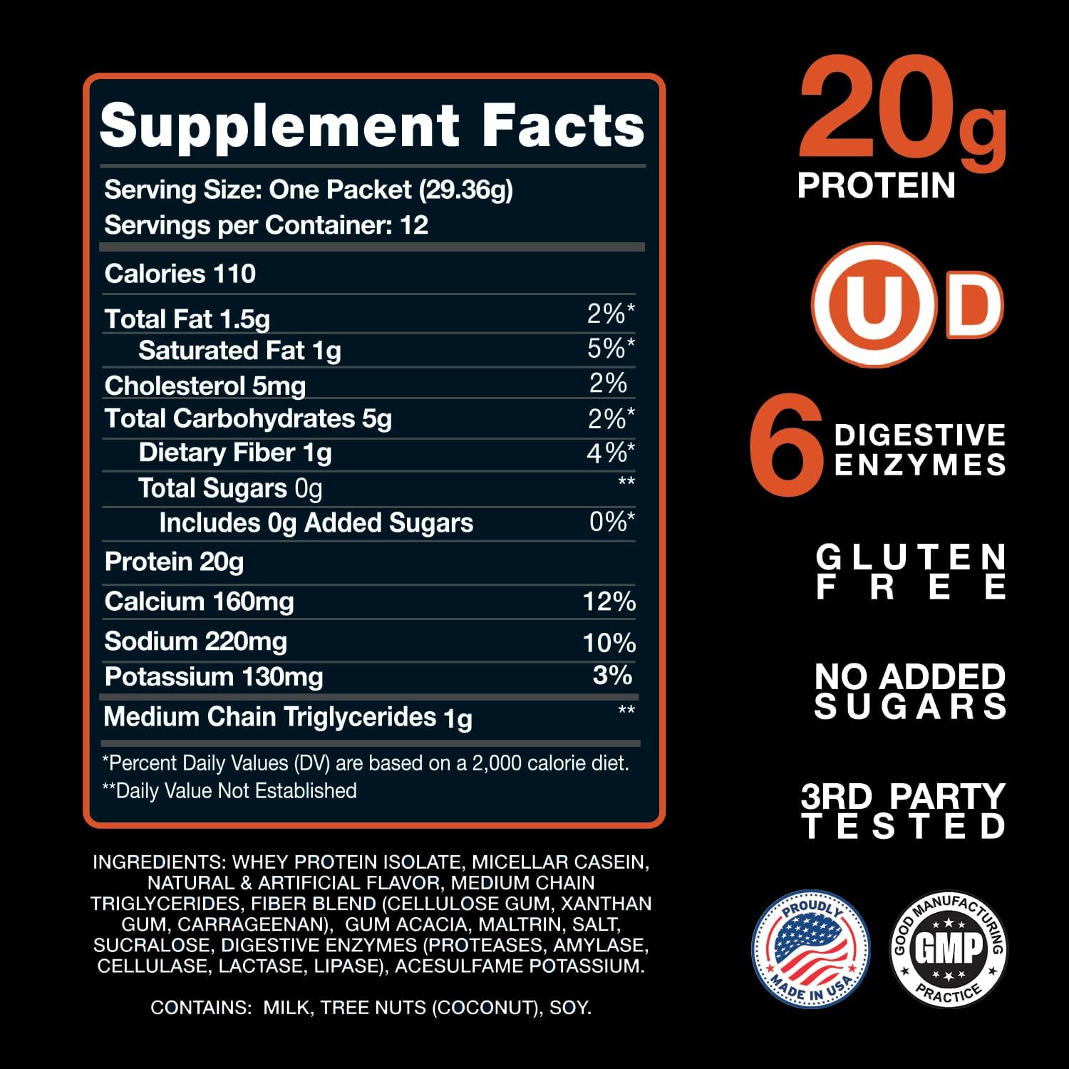 Devotion Nutrition Salted Caramel Cone Protein Powder Packets - 20g Whey & Micellar Protein, 1g MCT, Gluten-Free, Keto-Friendly, No Added Sugars - 12 Count