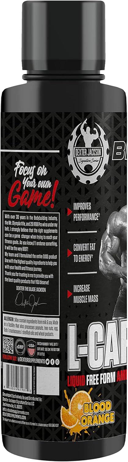 Dexter Jackson Black Series L-Carnitine 3500mg Liquid Supplement - Blood Orange Flavor - 31 Servings
