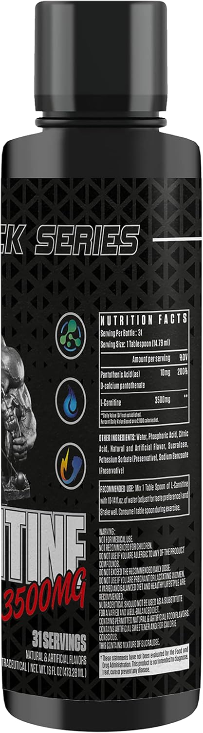 Dexter Jackson Black Series L-Carnitine 3500mg Liquid Supplement - Blood Orange Flavor - 31 Servings