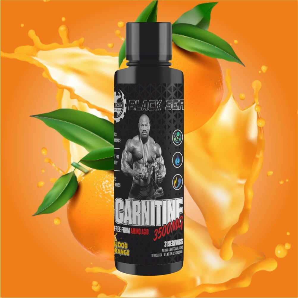 Dexter Jackson Black Series L-Carnitine 3500mg Liquid Supplement - Blood Orange Flavor - 31 Servings