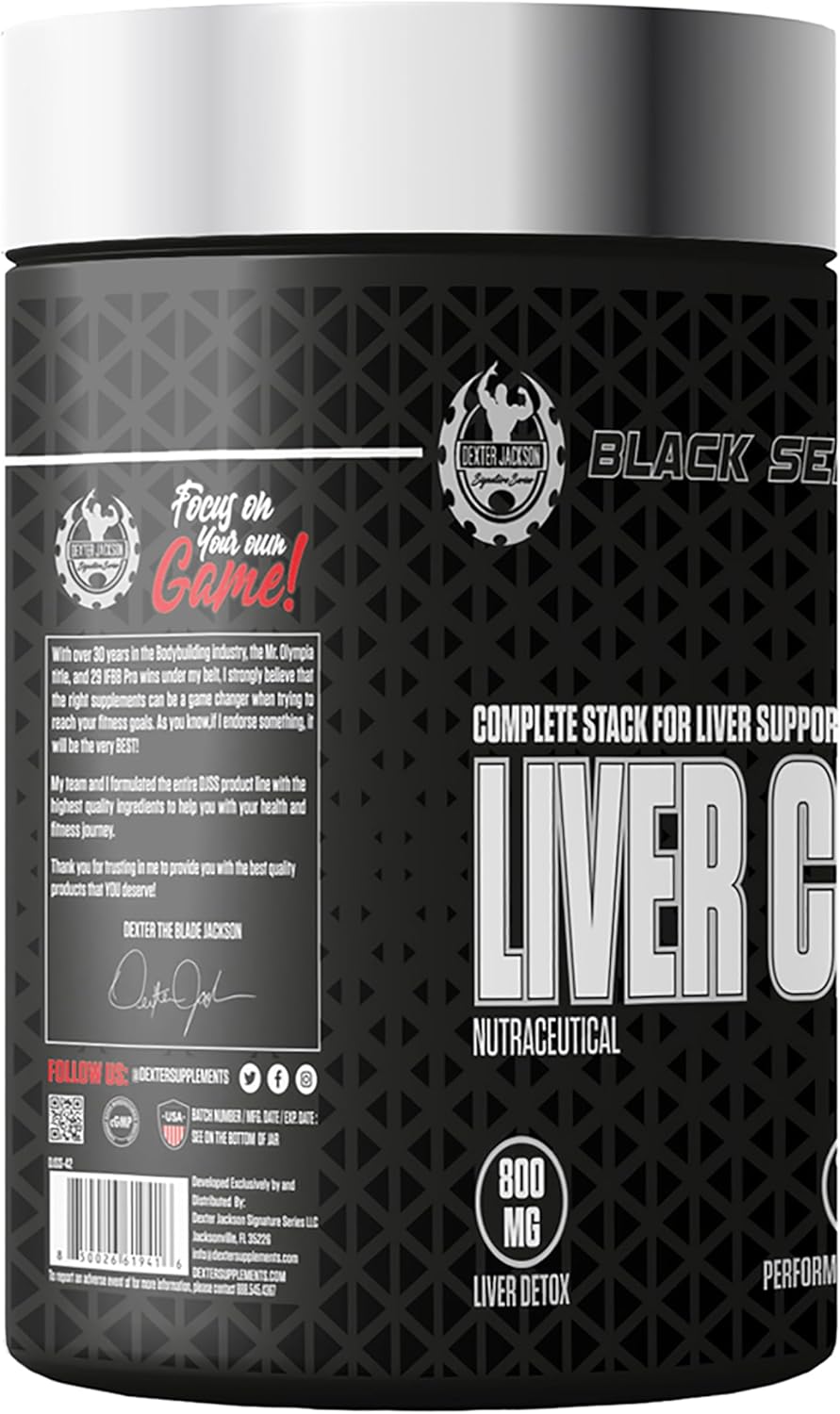 Dexter Jackson Black Series Liver Cleanser Detox Supplement with Milk Thistle Seed Powder | Bodybuilders & Fitness | 60 Veg Capsules