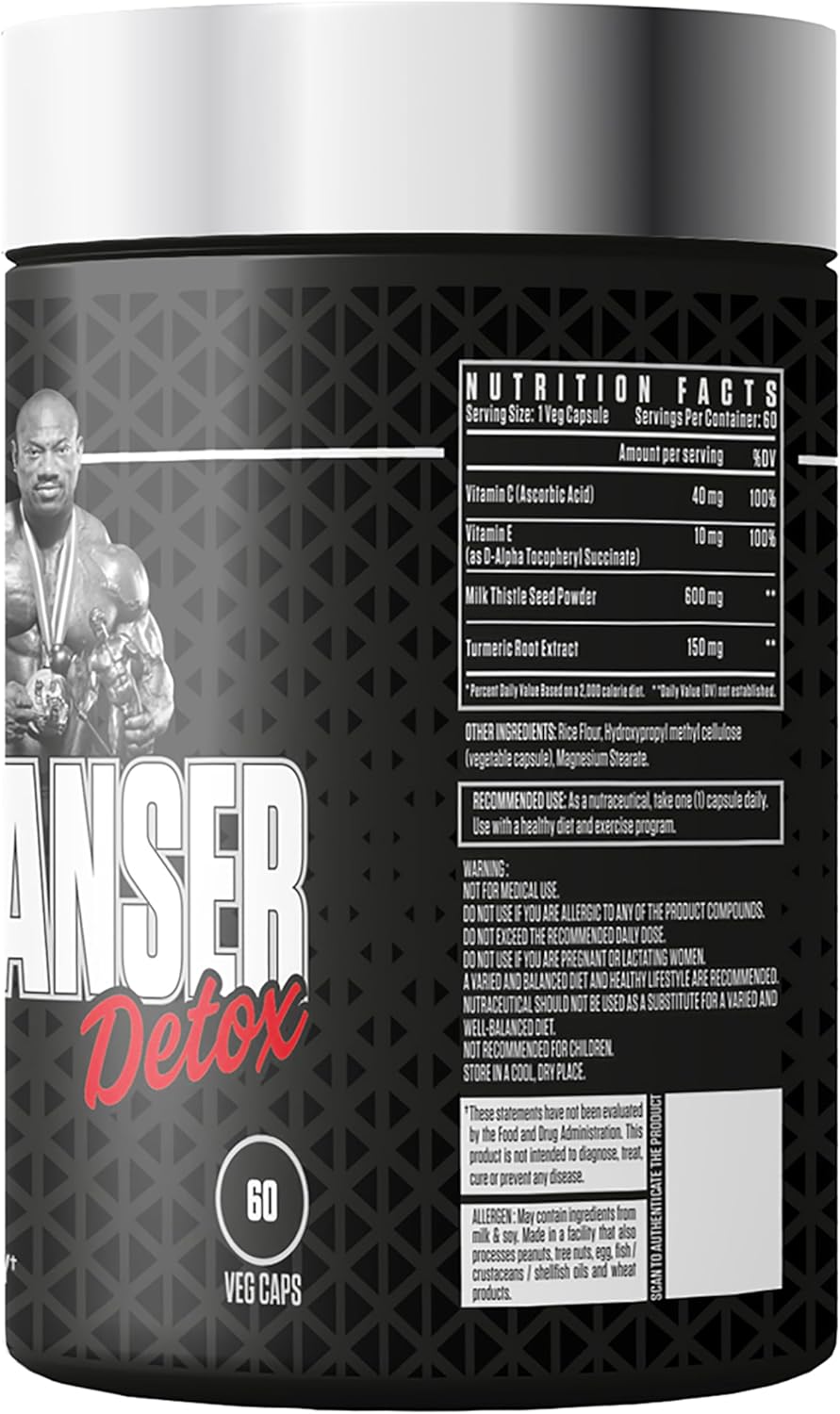 Dexter Jackson Black Series Liver Cleanser Detox Supplement with Milk Thistle Seed Powder | Bodybuilders & Fitness | 60 Veg Capsules