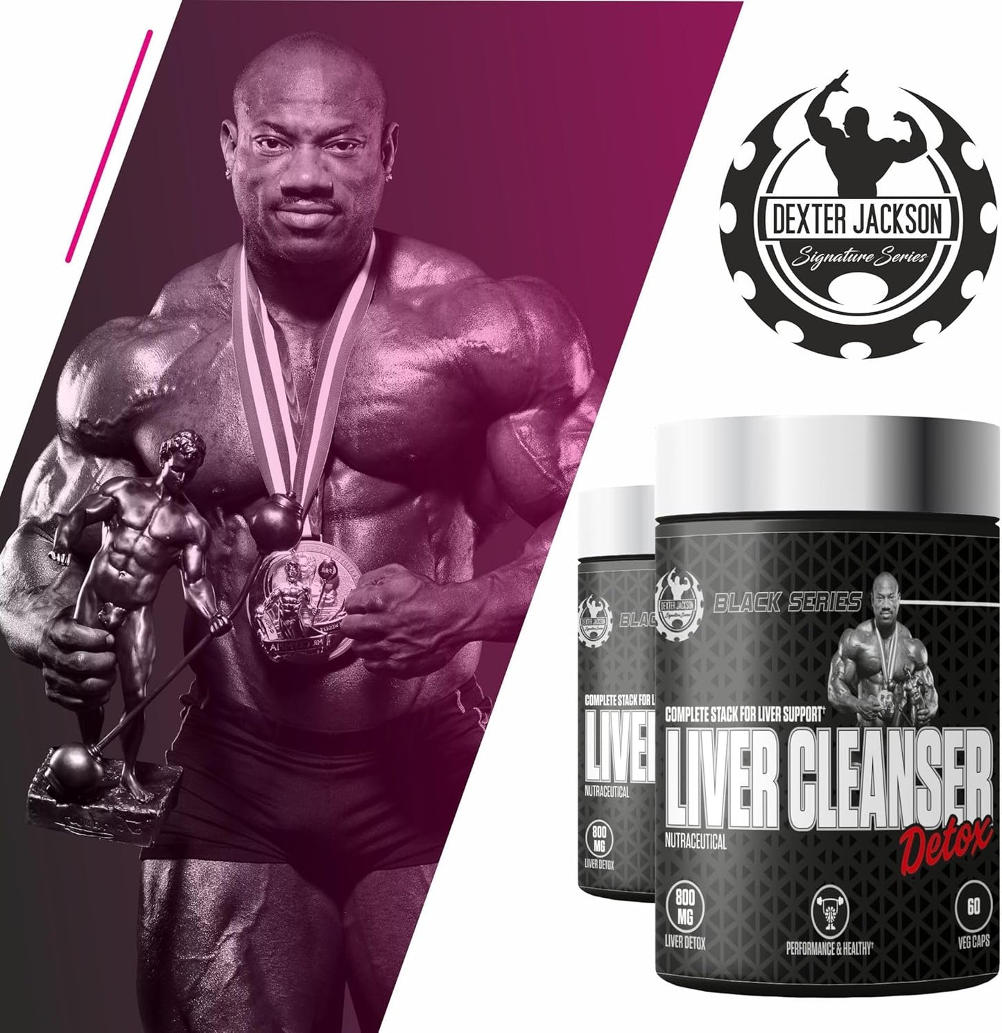 Dexter Jackson Black Series Liver Cleanser Detox Supplement with Milk Thistle Seed Powder | Bodybuilders & Fitness | 60 Veg Capsules