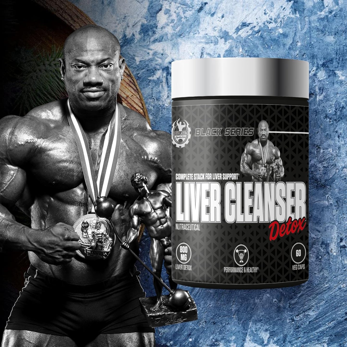 Dexter Jackson Black Series Liver Cleanser Detox Supplement with Milk Thistle Seed Powder | Bodybuilders & Fitness | 60 Veg Capsules