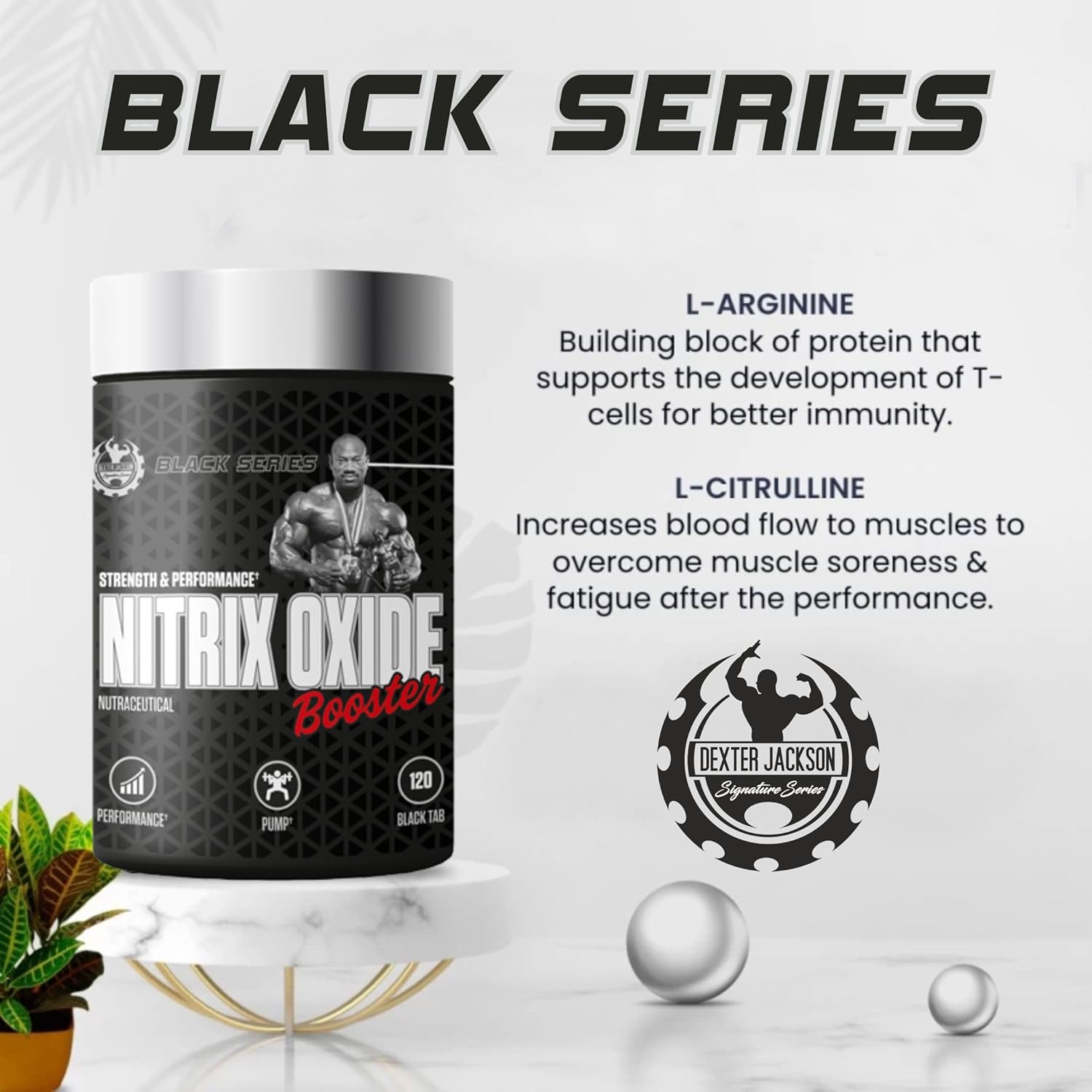 Dexter Jackson Black Series Nitric Oxide Booster - Metabolism Boost, Fat Burning - 60 Tablets, 30 Servings