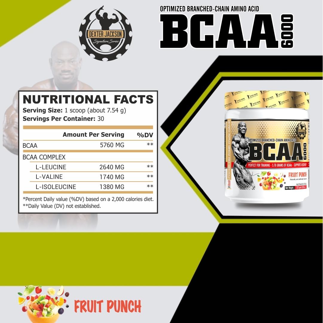 Dexter Jackson Gold Series BCAA - Fruit Punch Flavor - 226g (30 Servings) - Advanced Amino Acids for Muscle Recovery & Endurance