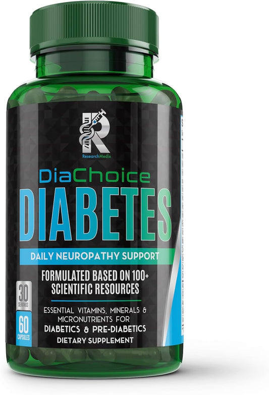 DiaChoice Neuropathy Support Supplement with Alpha Lipoic Acid 600mg - Nerve Health Fortification & Function Support with ALA, CoQ10, Magnesium, Zinc, B Vitamins, D, C, E & More