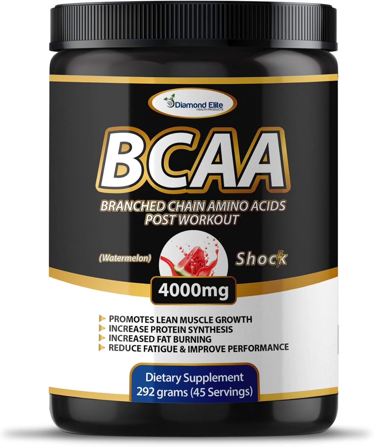 Diamond Elite Health Products BCAA Powder 2:1:1 - Muscle Building & Recovery Aid, Fat Burning Support - Fruit Punch & Watermelon (45 Servings)